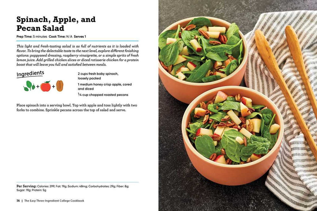 Easy Three-Ingredient College Cookbook by Robin Fields: Paperback; 160 pages / English
