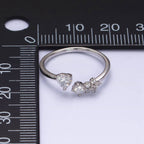 Elegant Dainty CZ Crystal Stone Silver Statement Ring Band