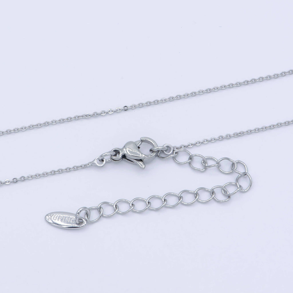 15.5'' Ready to Use Silver/White Gold Cable Link Necklace