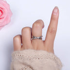 14K Gold Filled Clear CZ Chain Link X Cross Double Band Ring Silver