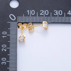 18K Gold Filled Clear Baguette Cube CZ Box Stud Earrings