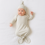 Bamboo Knotted Baby Gown/Beanie Ivory