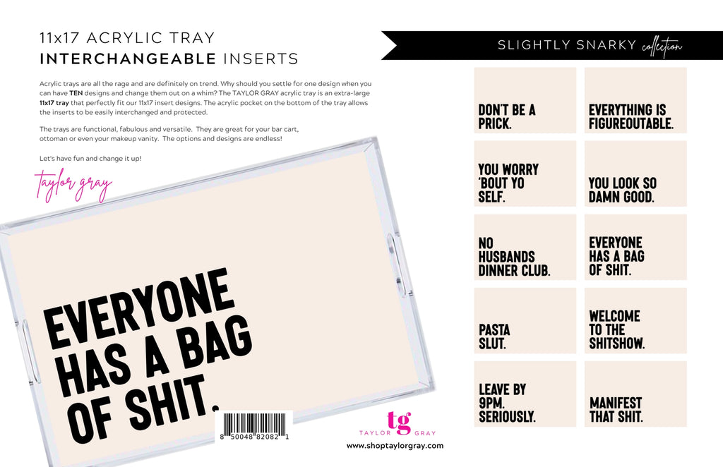 Interchangeable Tray Inserts - Slightly Snarky Insert Set of 10