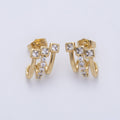 14K Gold Filled 15mm Micro Paved CZ Square Claw Stud Earrings