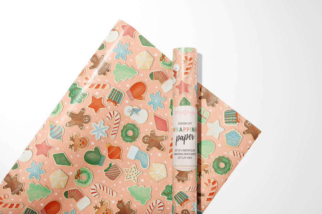 Christmas Cookies - Holiday Wrapping Paper - 3 Sheet Roll