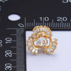24K Gold Filled CZ Round Baguette Circular Geometric Stud Earrings