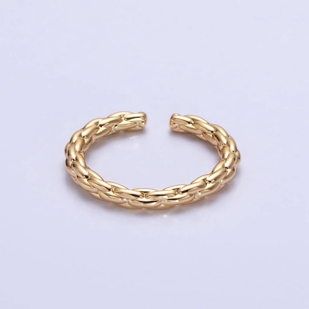 Dainty Gold Rope Ring Open Adjustable Silver