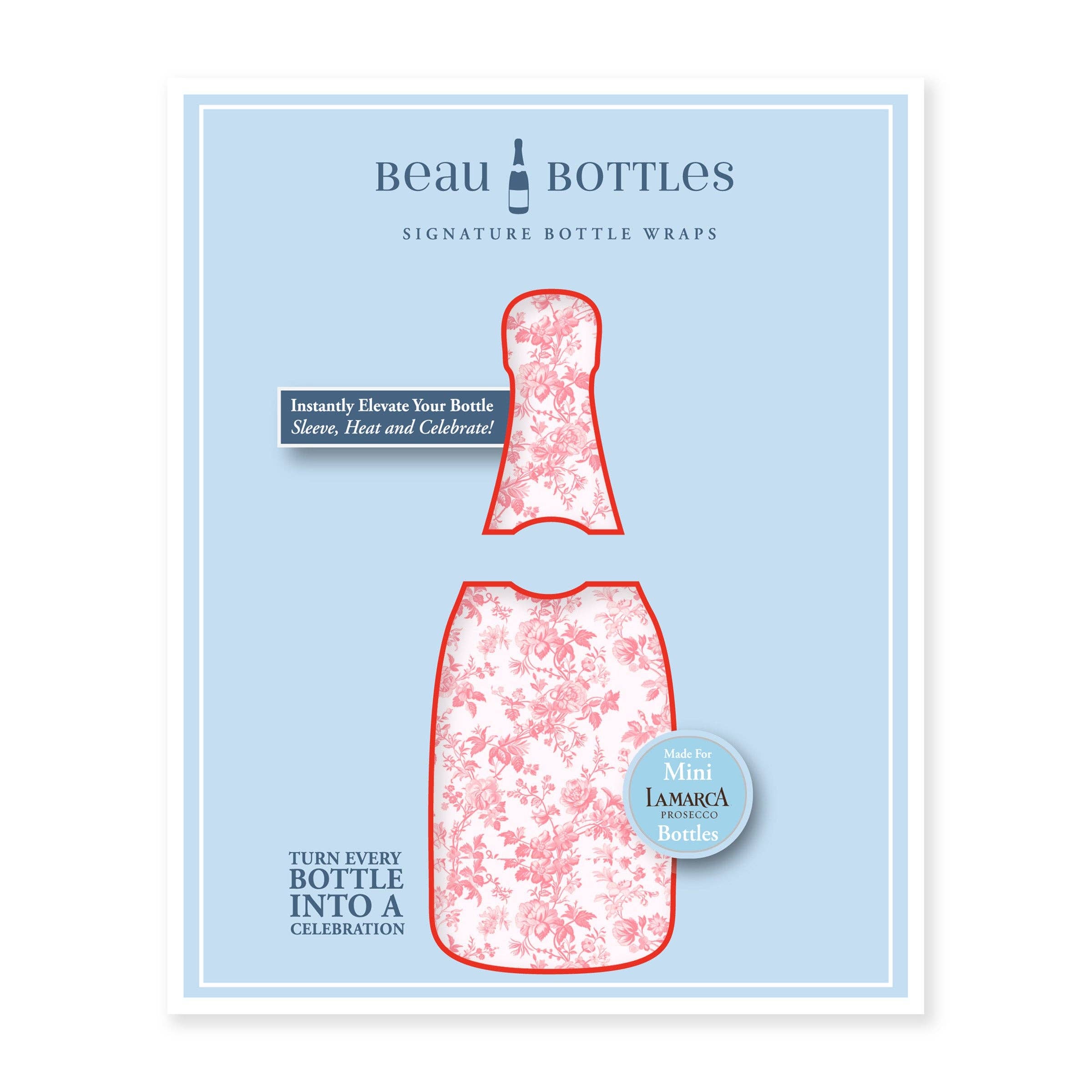 Bottle Wrap Pink Floral - MINI Prosecco Collection (6 labels included)