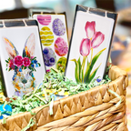 Flat Handmade Easter Candle - Bunny with Egg and Flowers