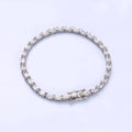 24K Gold Filled Clear Oval CZ Tennis Chain Bracelet in Silver