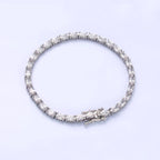 24K Gold Filled Clear Oval CZ Tennis Chain Bracelet in Silver