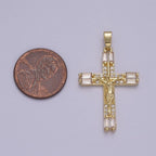 Dainty Baguette Cz Crystal Cross Charm Crucifix Jesus Pendant
