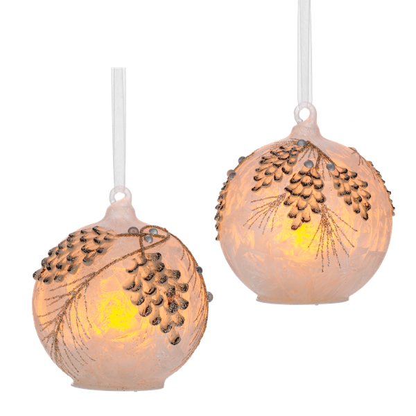 3.5"LED FRST PINECN ORN