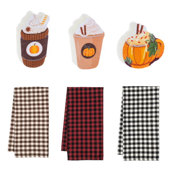FALL TEA TOWEL/SPONGE SET