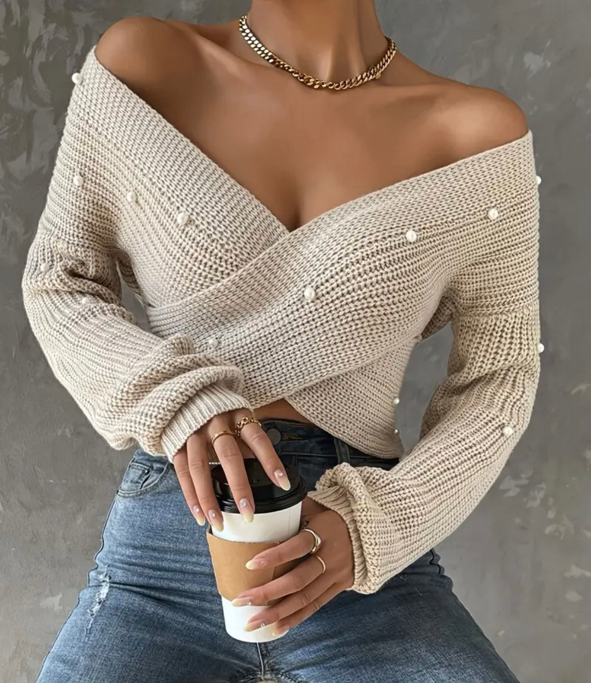Pearl off the shoulder top