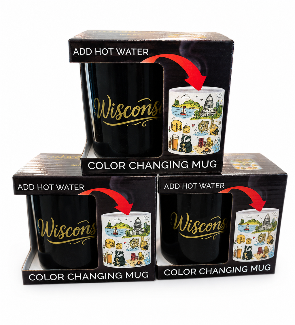 12 oz. Heat Activated Coloring Changing Wisconsin Mug