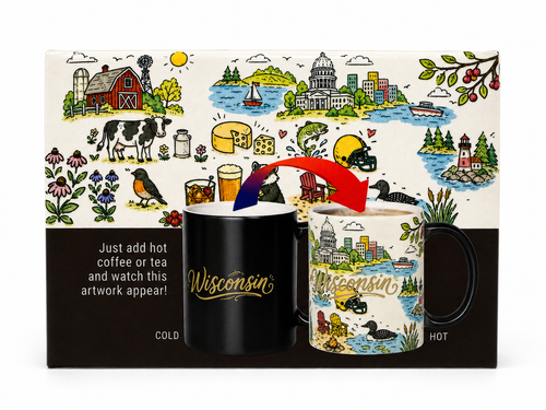 12 oz. Heat Activated Coloring Changing Wisconsin Mug