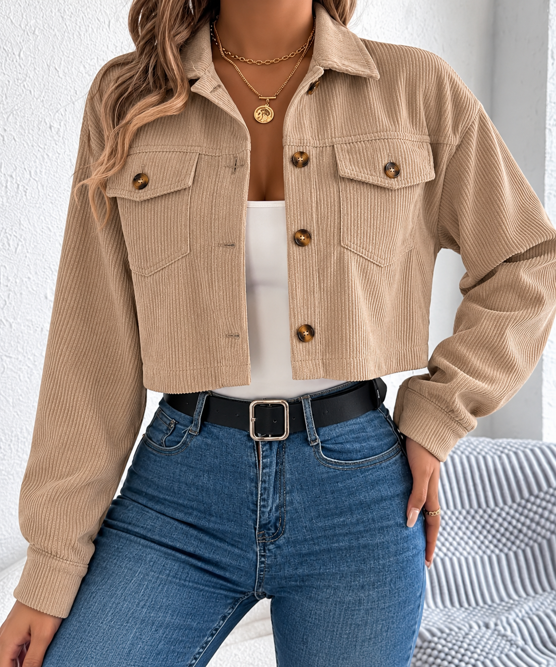 Corduroy, cropped jacket