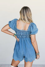 Washed Denim Romper (Denim)