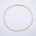 16K Gold Filled 5mm Clear Oval CZ Bar Gemstone Chain 17 Inch Adjustable Necklace
