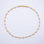 16K Gold Filled 5mm Clear Oval CZ Bar Gemstone Chain 17 Inch Adjustable Necklace