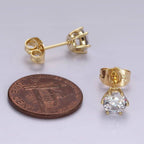 14K Gold Filled Round Bezel Minimalist Stud Earrings