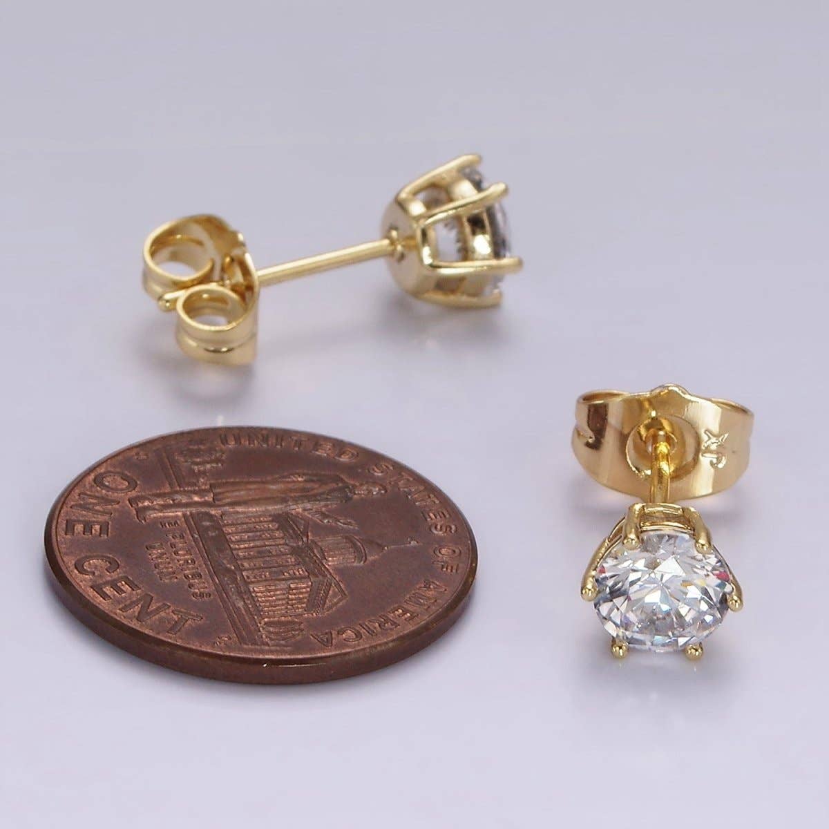 14K Gold Filled Round Bezel Minimalist Stud Earrings
