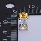 24K Gold Filled Clear Baguette Minimalist Stud Earrings in  Silver