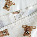 Bamboo Muslin Swaddle Baby Blanket (Teddy Bear)