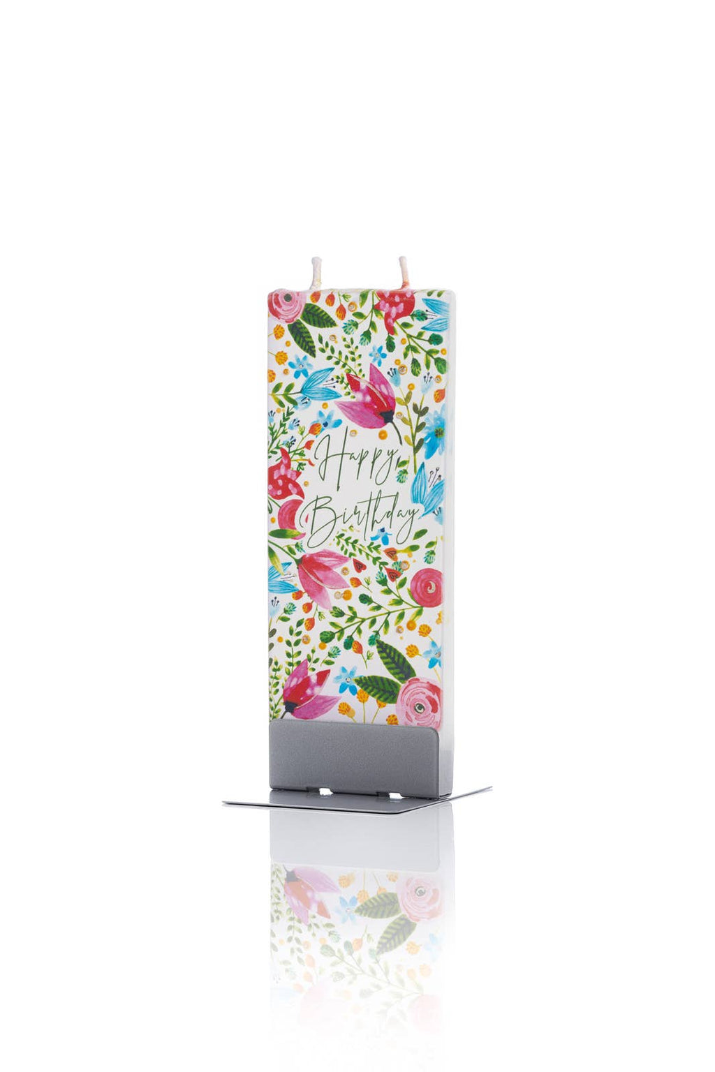 Flat Hand-Crafted 6" Candle - Watercolor Florals Birthday
