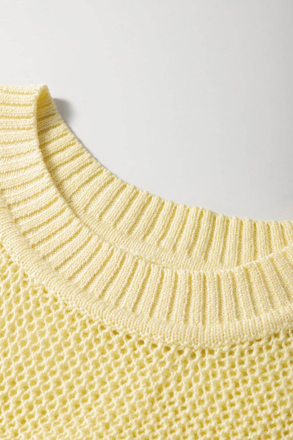 Solid Hollowed Knit Sleeveless Sweater Top: Yellow