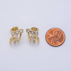 14K Gold Filled 15mm Micro Paved CZ Square Claw Stud Earrings