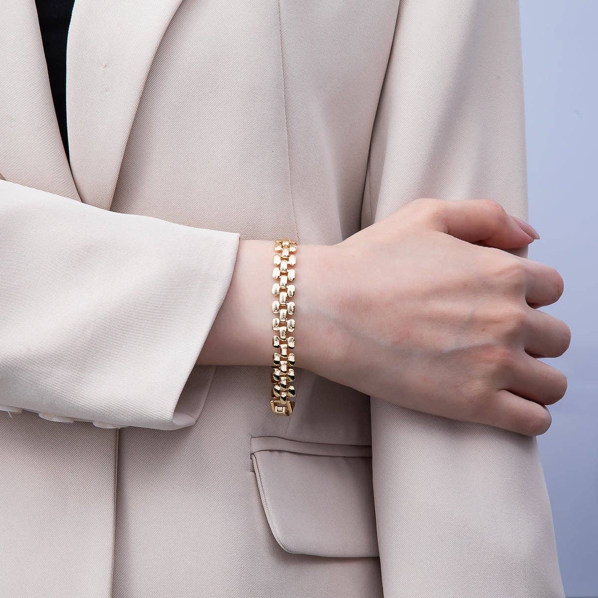 16K Gold Filled 9mm Minimalist Panther Chain Statement 7 Inch Bracelet