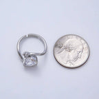 16K Gold Filled Clear Teardrop CZ Curved Solitaire Ring in Silver