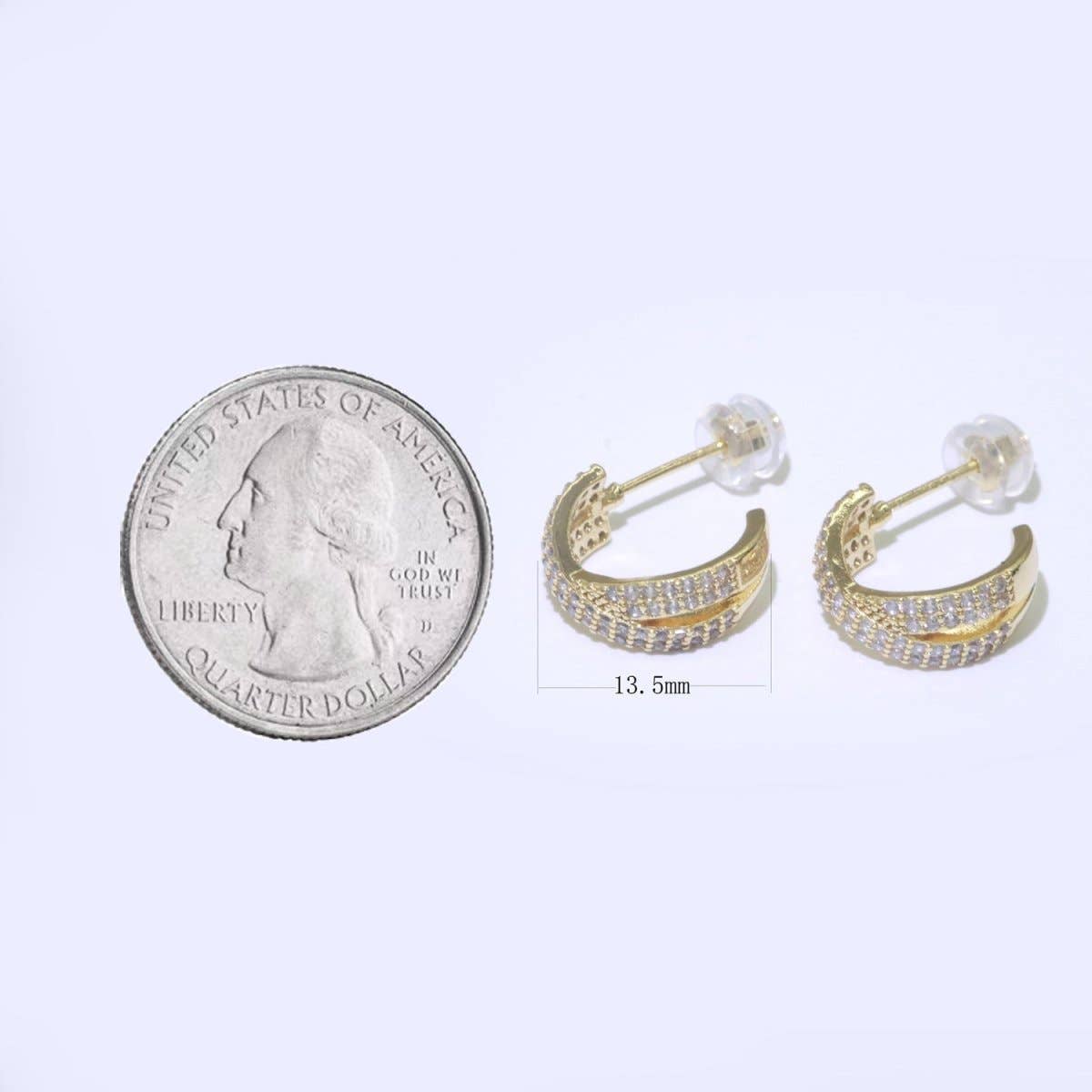 Dainty Gold Hoop Earring Micro Pave Hoop Stud Earring