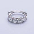 Stainless Steel Clear Baguette Double Band Ring Silver Size 6