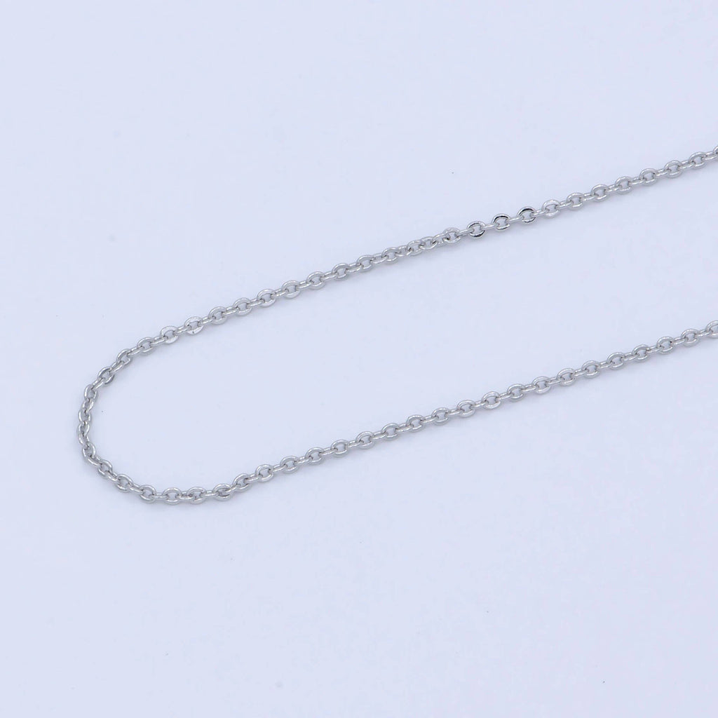 15.5'' Ready to Use Silver/White Gold Cable Link Necklace