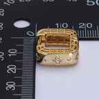 24K Gold Filled Clear Quatrefoil CZ Square Huggies Earrings