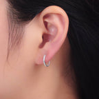 Sterling Silver Minimalist Line Textured Hoops