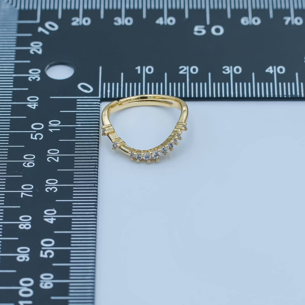 24K Gold Filled CZ Gradient Micro Paved Curved Ring