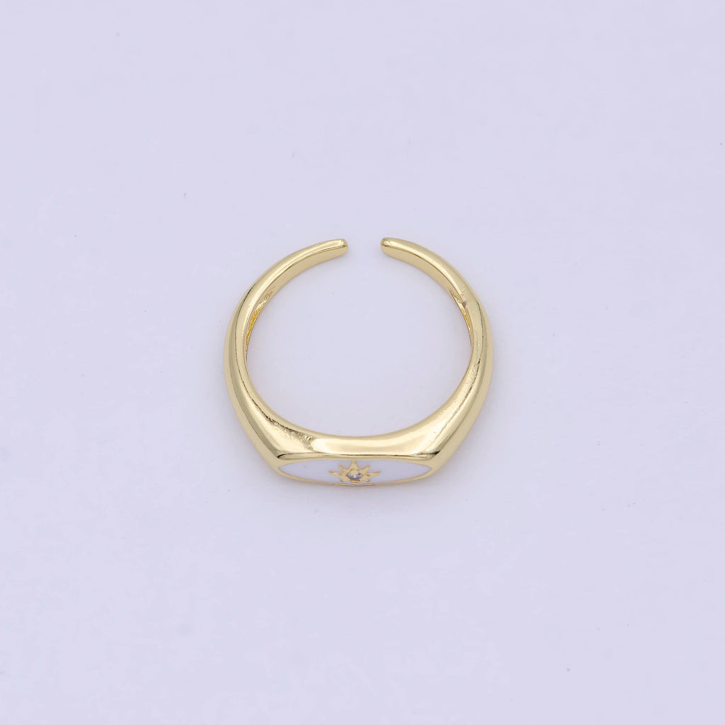 Gold Filled Star Signet Gold Open Adjustable Ring White