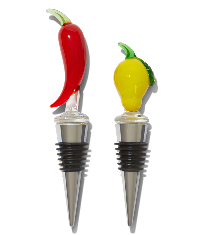 Bottle Stoppers Set of 2 - Lemon & Chili