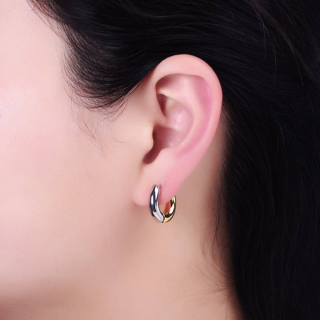 Mixed Metal 20mm Gold & Silver Two Tone Statement Huggie