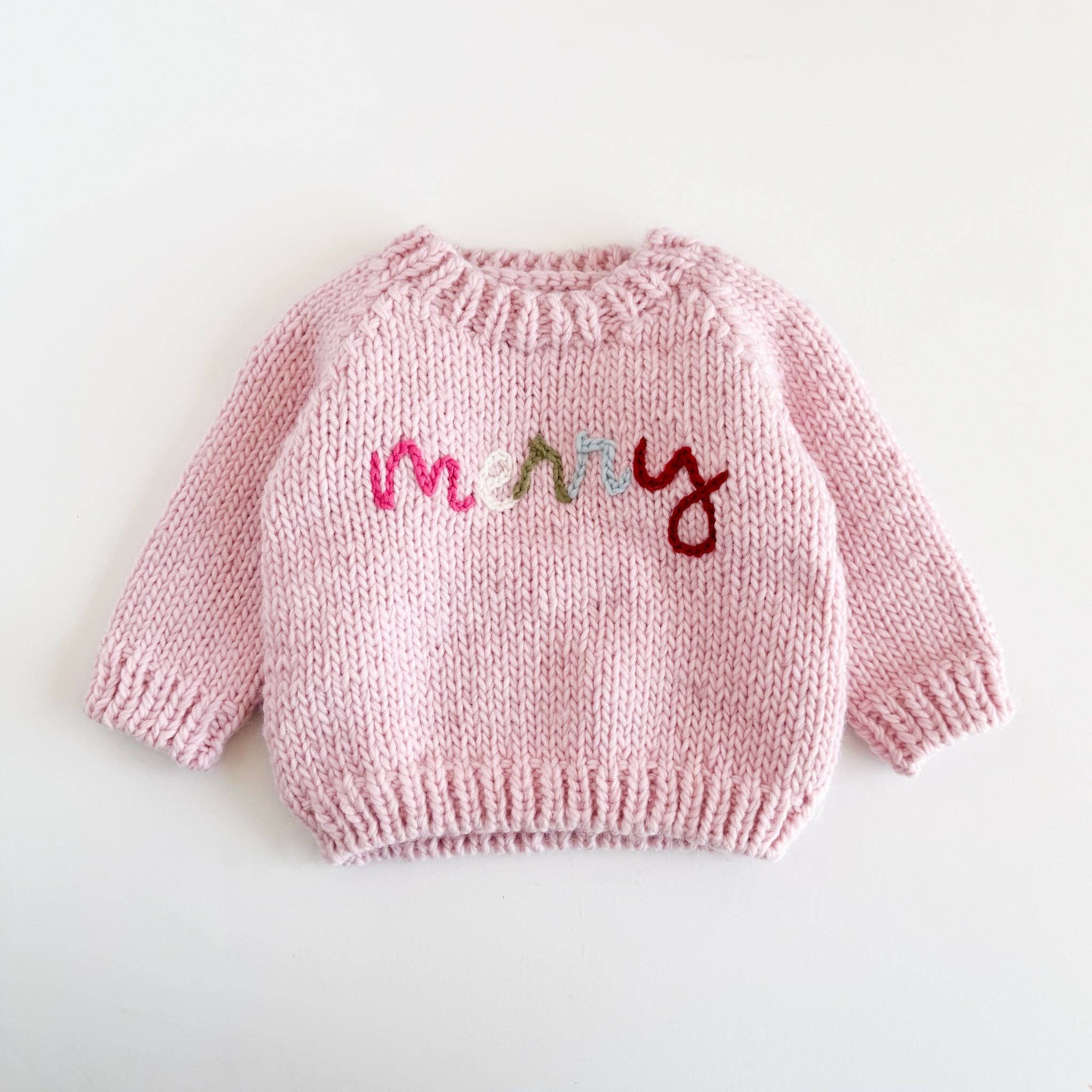 Merry Baby Sweater Pink Christmas Holiday Apparel Gift: S; 12-24M