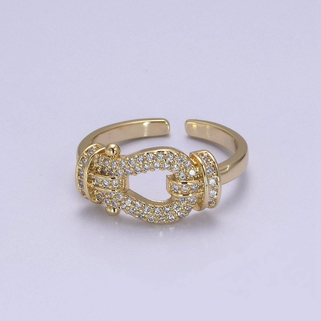 Buckle Ring in 14k Gold Filled Micro Pave Midi Ring