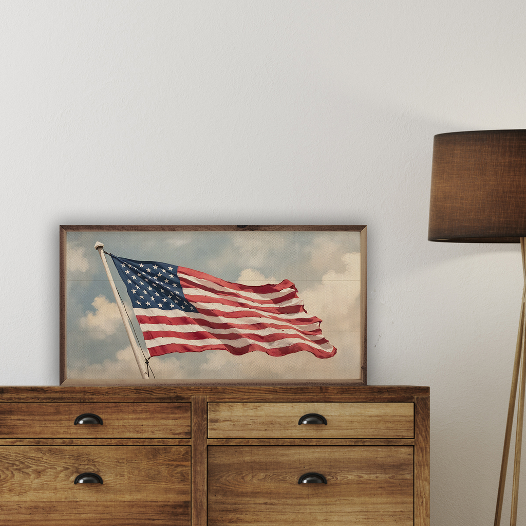 Flag Waving In Sky: 24x12