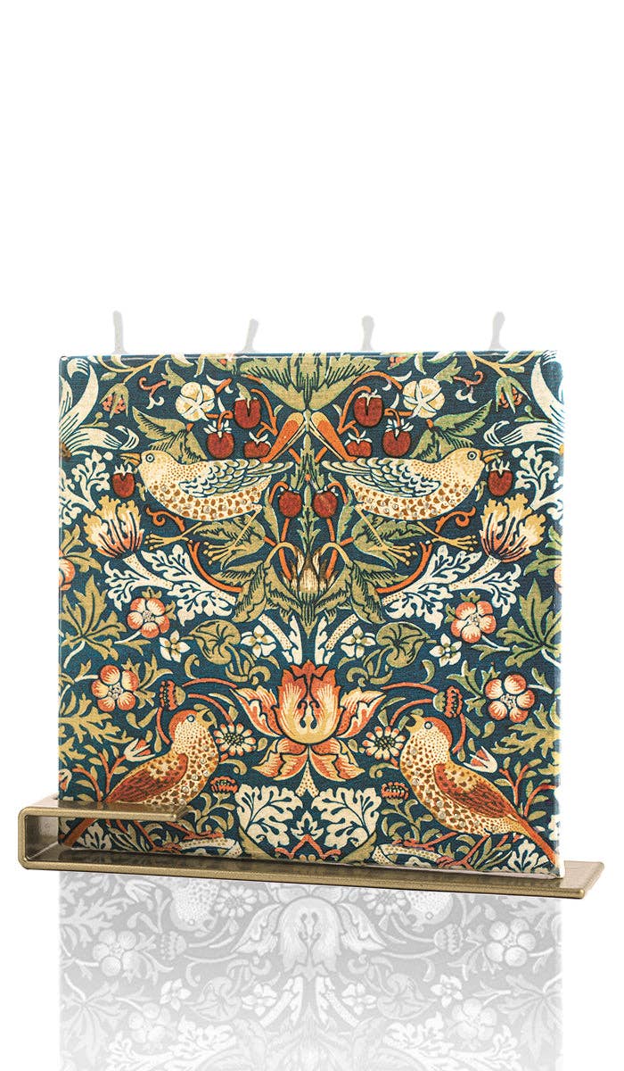 Flat Hand-Crafted 6" Square Candle - Strawberry Theif