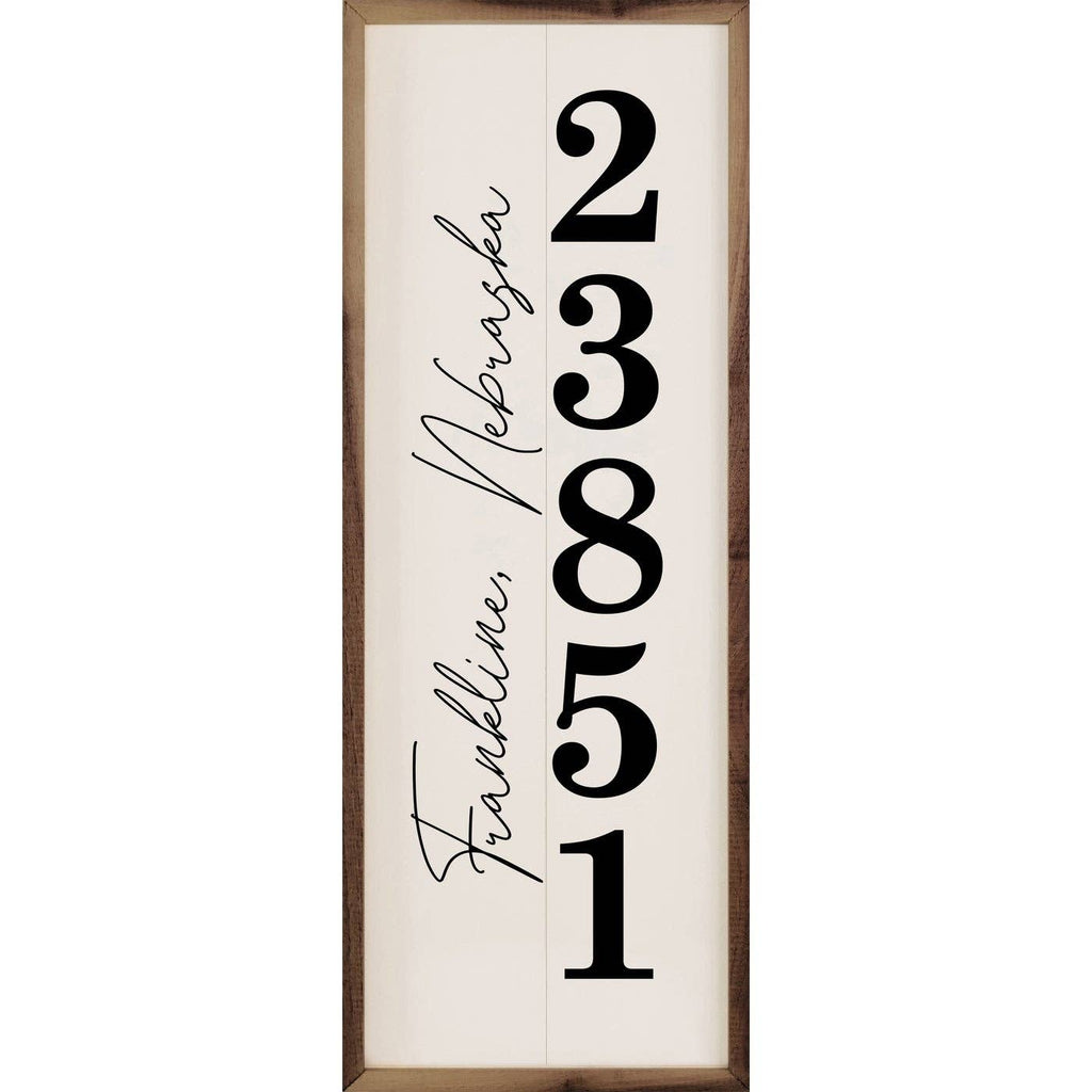 Personalized Zip City State Vertical White: 4 x 12 x 1.5