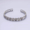14K Gold Filled Sunflower Sunburst Textured CZ Cuff Bracelet: Silver