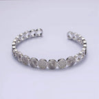 14K Gold Filled Sunflower Sunburst Textured CZ Cuff Bracelet: Silver